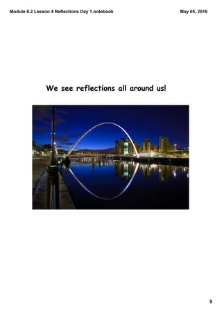 Module 8.2 Lesson 4 Reflections Day 1.notebook
9
May 05, 2016
We see reflections all around us!
 