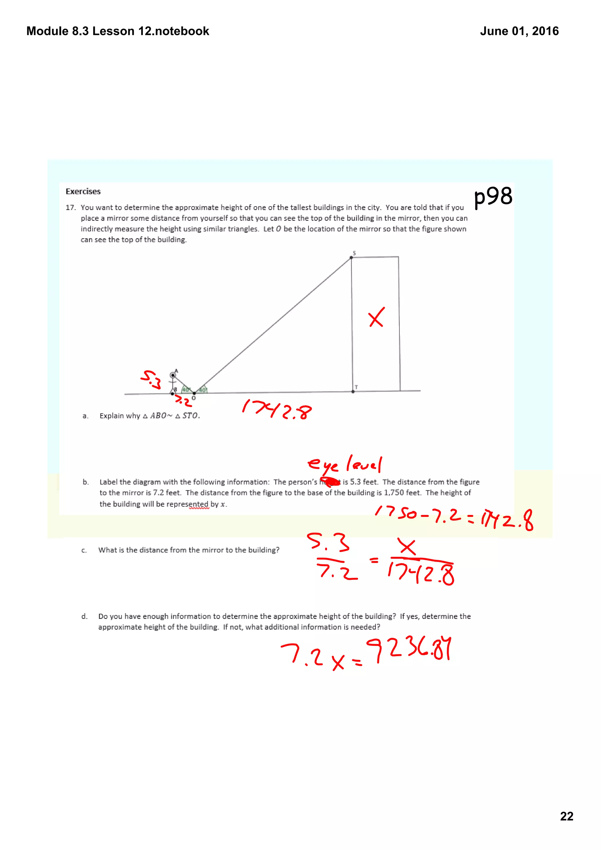 Module 8.3 Lesson 12.notebook
22
June 01, 2016
p98
 