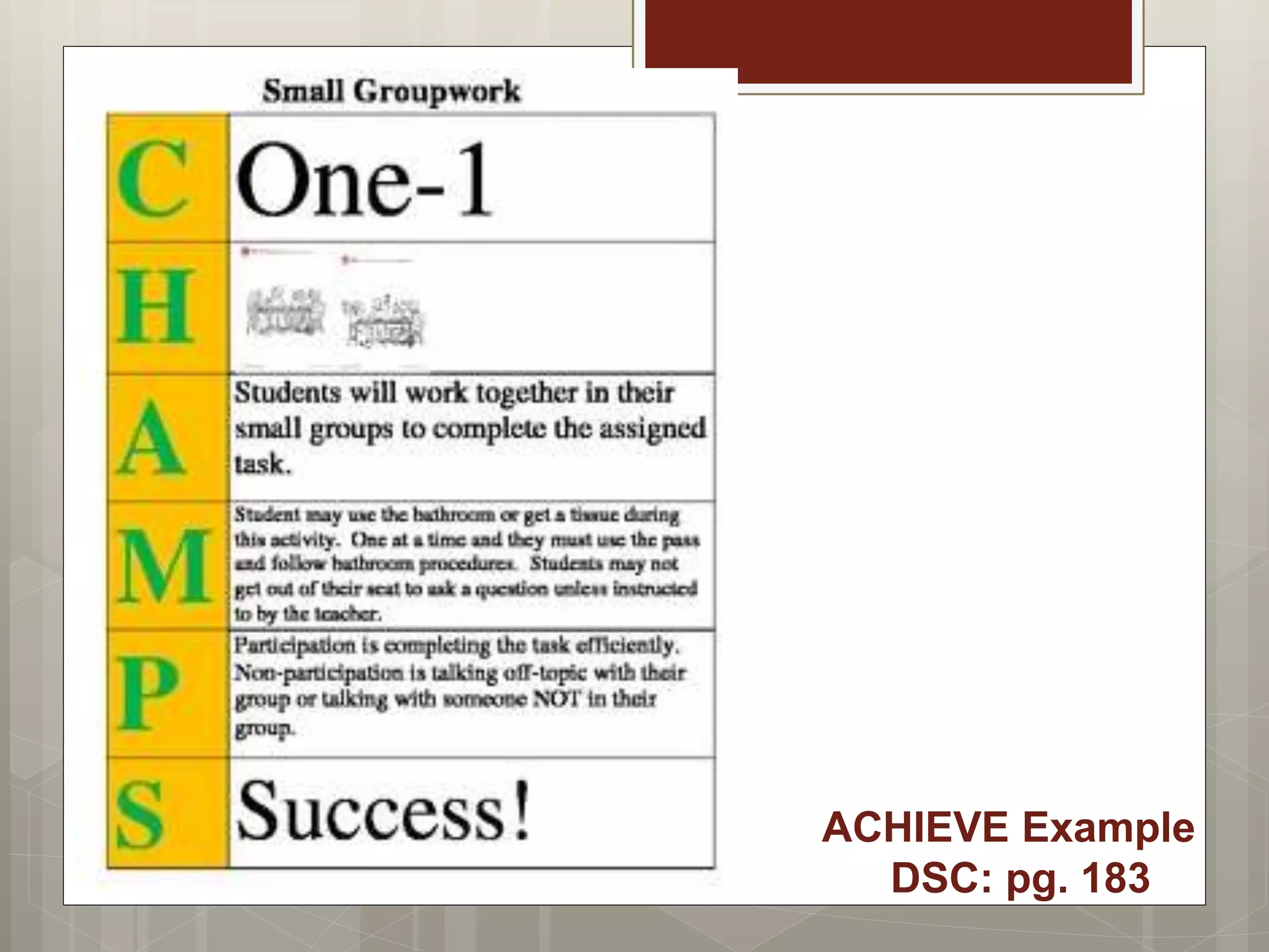 ACHIEVE Example
DSC: pg. 183
 