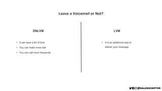 Leave a Voicemail or Not?
DNLVM LVM
• It can save a lot of time
• You can make more dial
• You can call more frequently
• ...