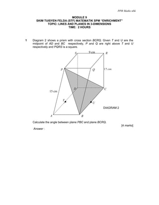 Module 9 Lines And Plane In 3 D | PDF
