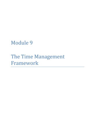 Module 9
The Time Management
Framework
 