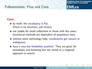 EMLex-A5: Specialized Dictionaries Slide 16