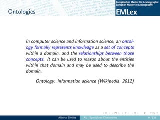 EMLex-A5: Specialized Dictionaries Slide 44