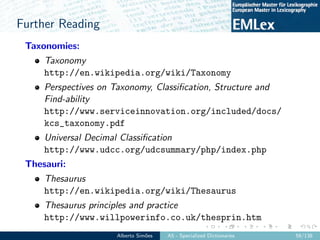 EMLex-A5: Specialized Dictionaries Slide 68