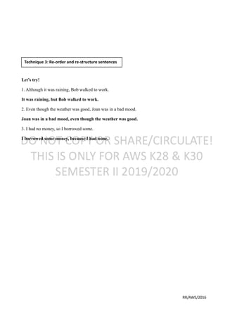 Answer key to MODULE Quotation Summarizing & Paraphrasing (FOR AWS ...