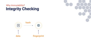 Why Immutability?
ﬁngerprint
data
Integrity Checking
hash
 