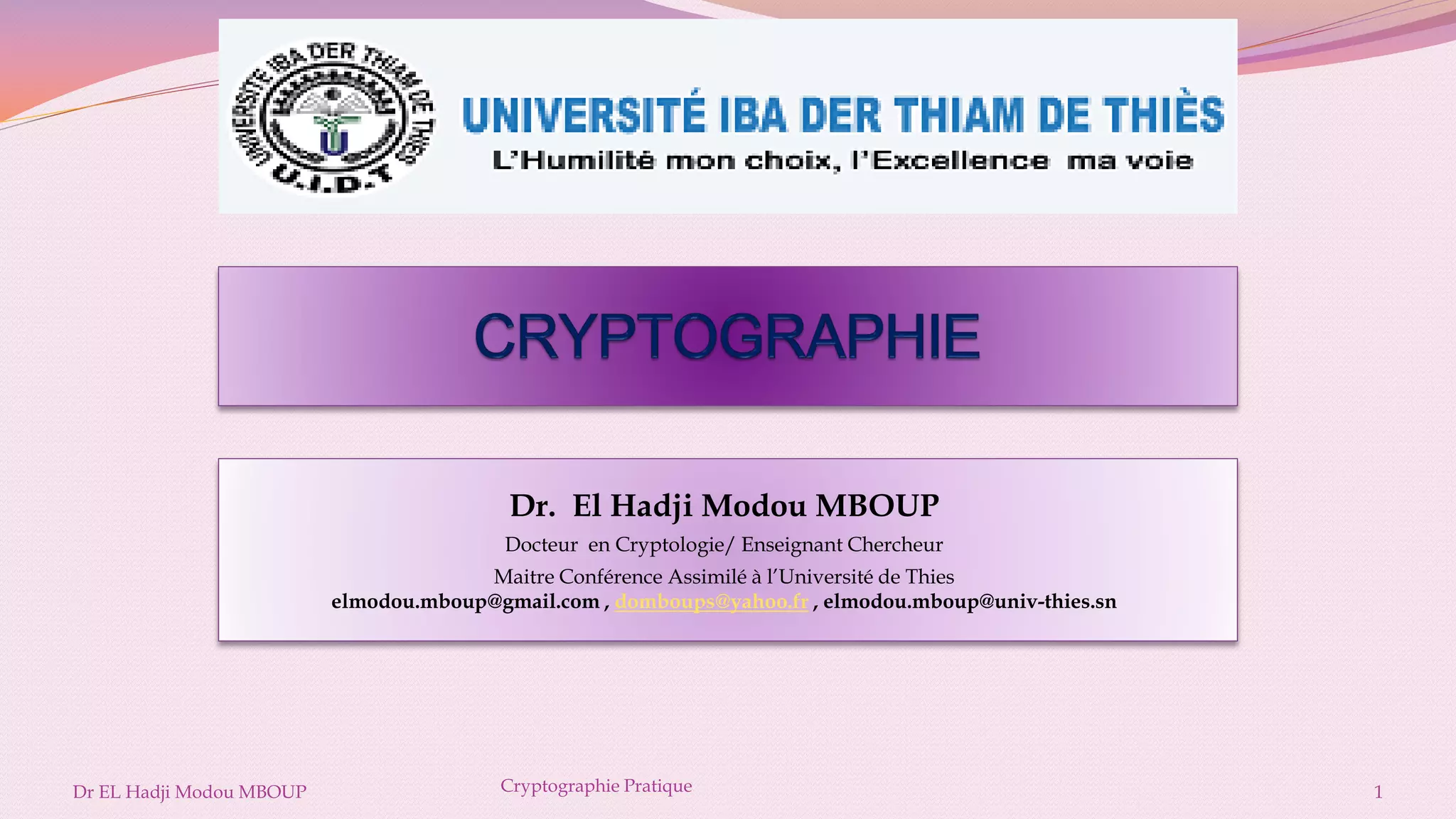 Cours cryptographie Master 1 | PDF