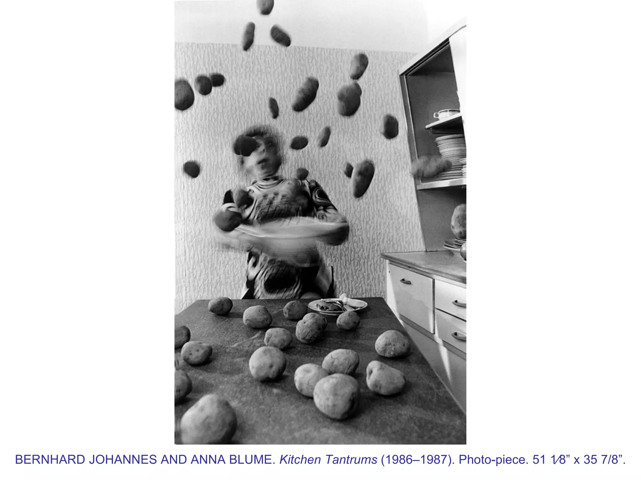 BERNHARD JOHANNES AND ANNA BLUME.  Kitchen Tantrums  (1986–1987). Photo-piece. 51   1⁄8 ” x  35   7 / 8 ” . 