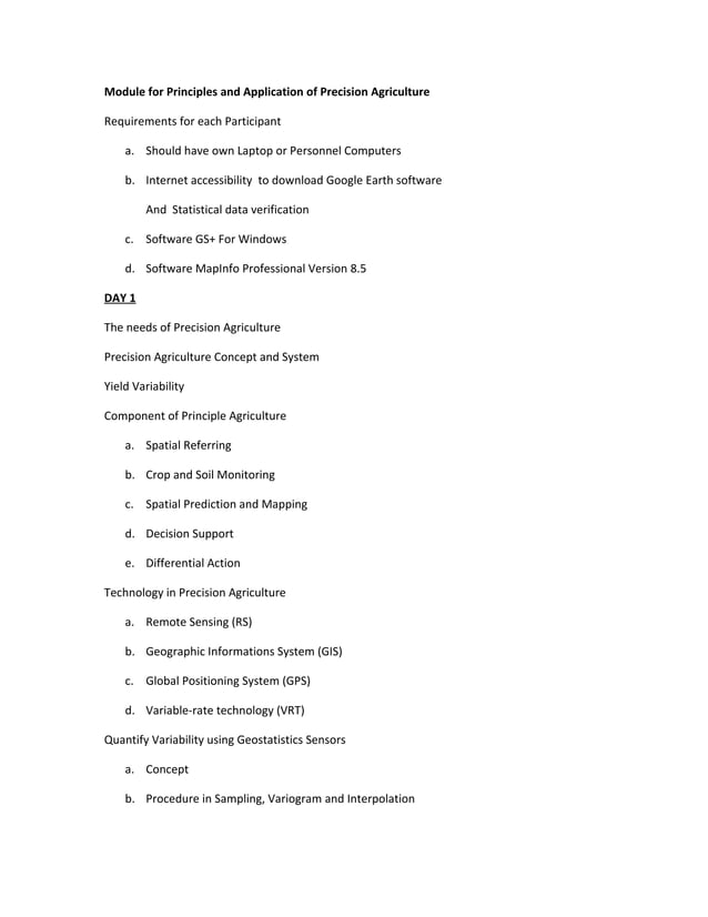 Module for principles and application of precision agriculture | PDF