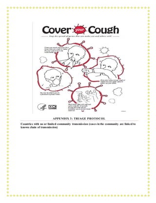 APPENDIX 3: TRIAGE PROTOCOL
Countries with no or limited community transmission (cases in the community are linked to
known chain of transmission)
 