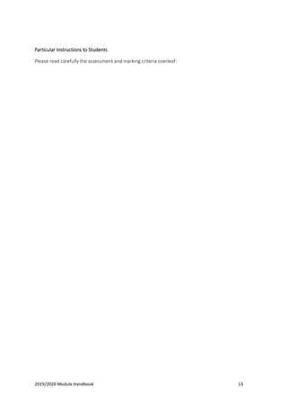 2019/2020 Module Handbook 13
Particular Instructions to Students
Please read carefully the assessment and marking criteria overleaf:
 