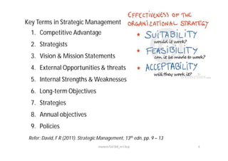 Basic concepts in Strategic Management | PDF