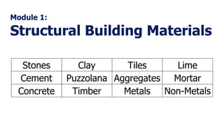 Construction Materials and Engineering - Module I - Lecture Notes | PPTX