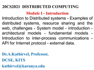20CS2021 DISTRIBUTED COMPUTING | PDF