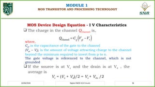 Cmos Vt Formula Comprehensive Course on Digital CMOS VLSI Circuits and MOS Transistor ...