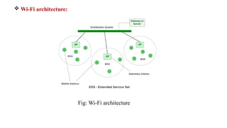  Wi-Fi architecture:
Fig: Wi-Fi architecture
 