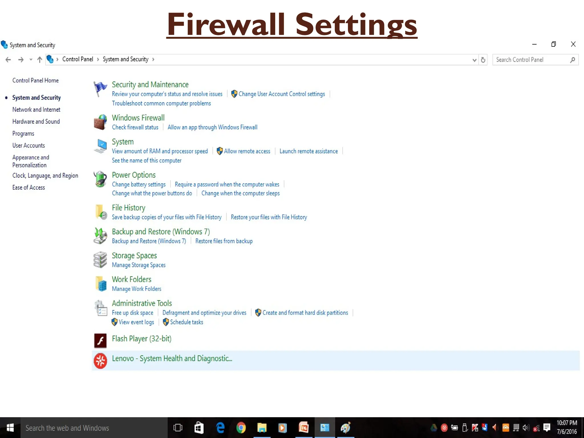 Firewall Settings
196
 