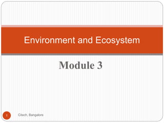 Module 3
Environment and Ecosystem
1 Citech, Bangalore
 