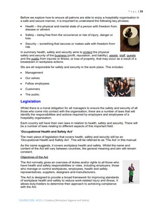 P a g e | 33
COURSE CODE: HE211 | Cookery (Workplace Hygiene and Safety)
 