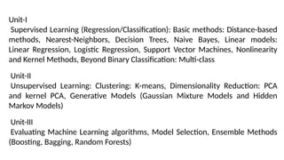 Supervised Model Classification Multi Class Supervised Machine Learning, Regression and Classification | PPTX