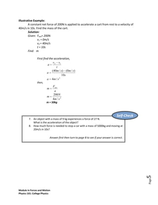 Module in forces and laws of motion
