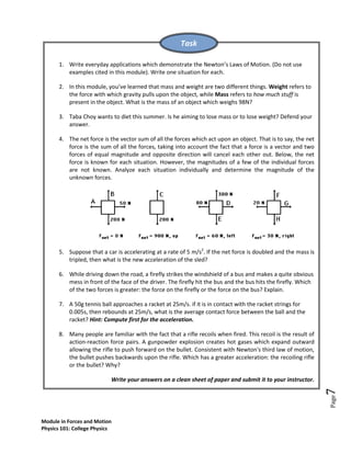 Module in forces and laws of motion