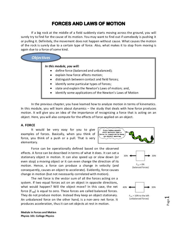 module in forces and laws of motion