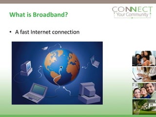 What is Broadband? A fast Internet connection 