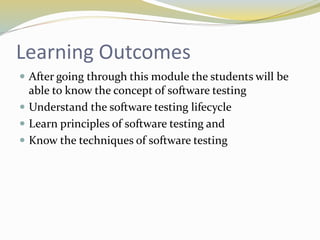 Software Testing | PPTX | Computer Software and Applications | Computing