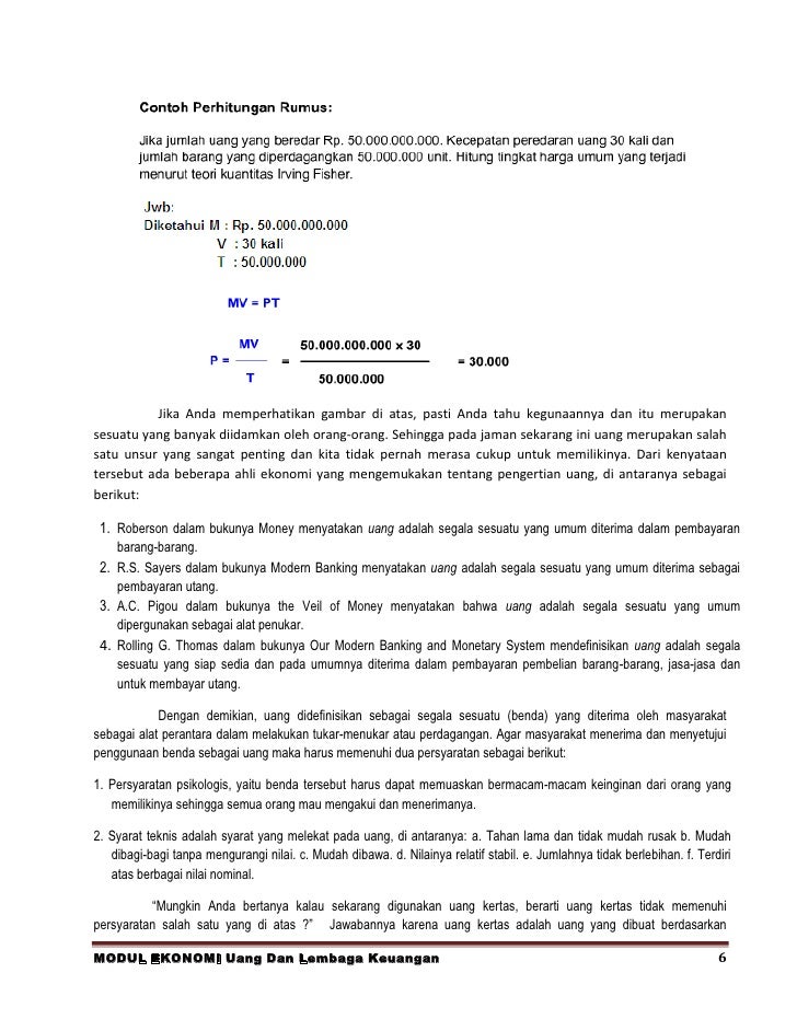 M odul ekonomi sma uang dan lembaga keuangan