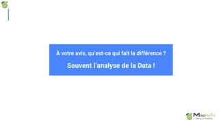 page
011
À votre avis, qu’est-ce qui fait la différence ?
Souvent l’analyse de la Data !
 