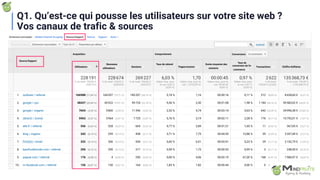 Q1. Qu’est-ce qui pousse les utilisateurs sur votre site web ?
Vos canaux de trafic & sources
 