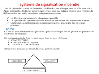 Système de signalisation incendie
Le feu
 