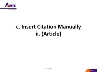 c. Insert Citation Manually
ii. (Article)
noaa/HAH
 