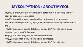 Modulenotfounderror No module named 'mysql' in Python | PDF