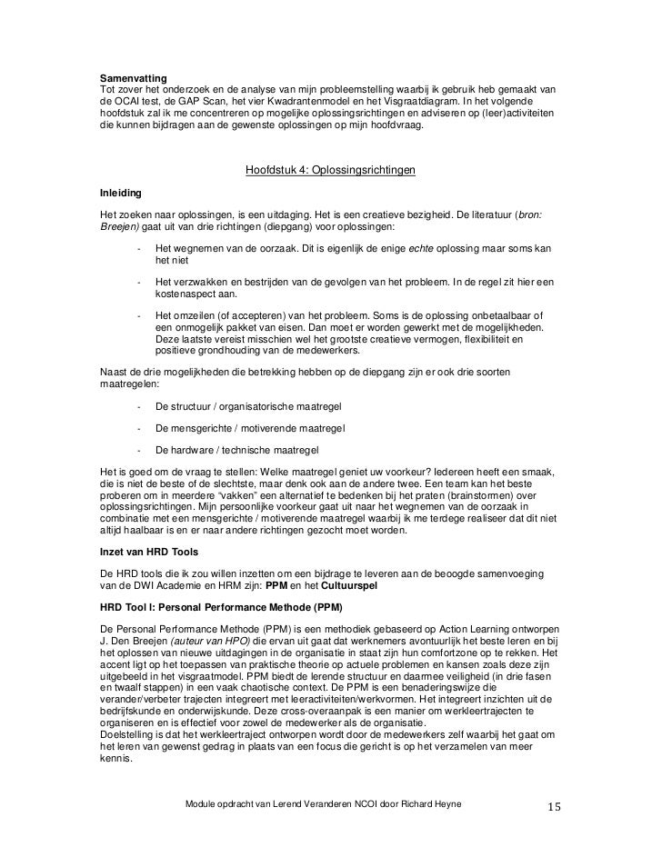 NCOI Module Opdracht Lerend Veranderen NCOI