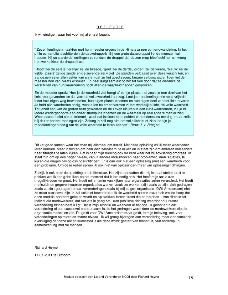 NCOI Module Opdracht Lerend Veranderen NCOI