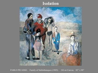 PABLO PICASSO.  Family of Saltimbanques (1905).  Oil on Canvas.  83” x 90”  Isolation 