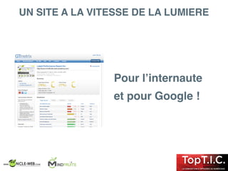 UN SITE A LA VITESSE DE LA LUMIERE
Pour l’internaute
et pour Google !
 