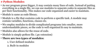 Comprehensive Guide to Python Modules and Built-in Libraries | PPTX