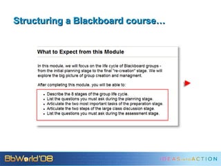Structuring a Blackboard course… 