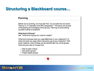 Structuring a Blackboard course… 