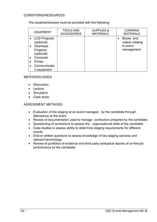 Event Management Module Pdf Modules of instruction events management nc iii | DOC