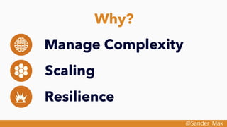 @Sander_Mak
Why?
Manage Complexity
Scaling
Resilience
 