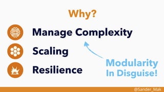 @Sander_Mak
Why?
Manage Complexity
Scaling
Resilience
Modularity
In Disguise!
 