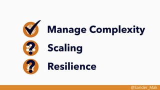 @Sander_Mak
Manage Complexity
Scaling
Resilience
?
?
 
