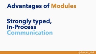 @Sander_Mak
Advantages of Modules
Strongly typed,
In-Process
Communication
 