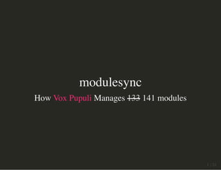 modulesyncmodulesync
HowHow Vox PupuliVox Pupuli ManagesManages 133133 141 modules141 modules
1 / 211 / 21
 