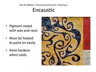 Support – the canvas, paper, wood panel, wall, or other surface that is painted on.